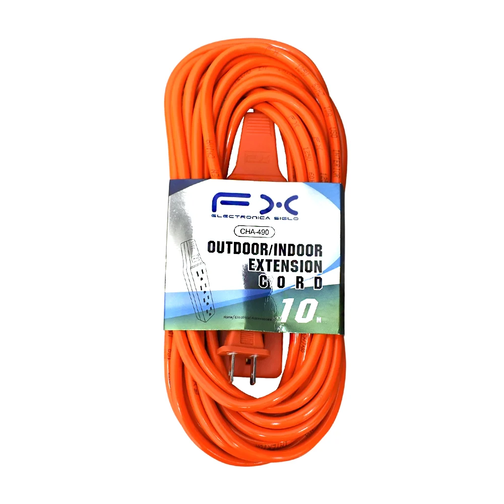 Extensión de 10m fx naranja de uso rudo, barra con 4 conectores trifá…