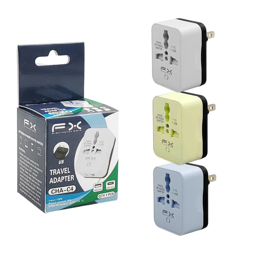 Enchufe adaptador universal para viaje, multiples conectores, 1 usb-c…