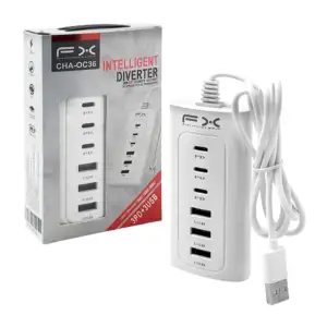 Hub fx cargador, multifuncional, carga rápida, 3 puertos usb-c y 3 pu…