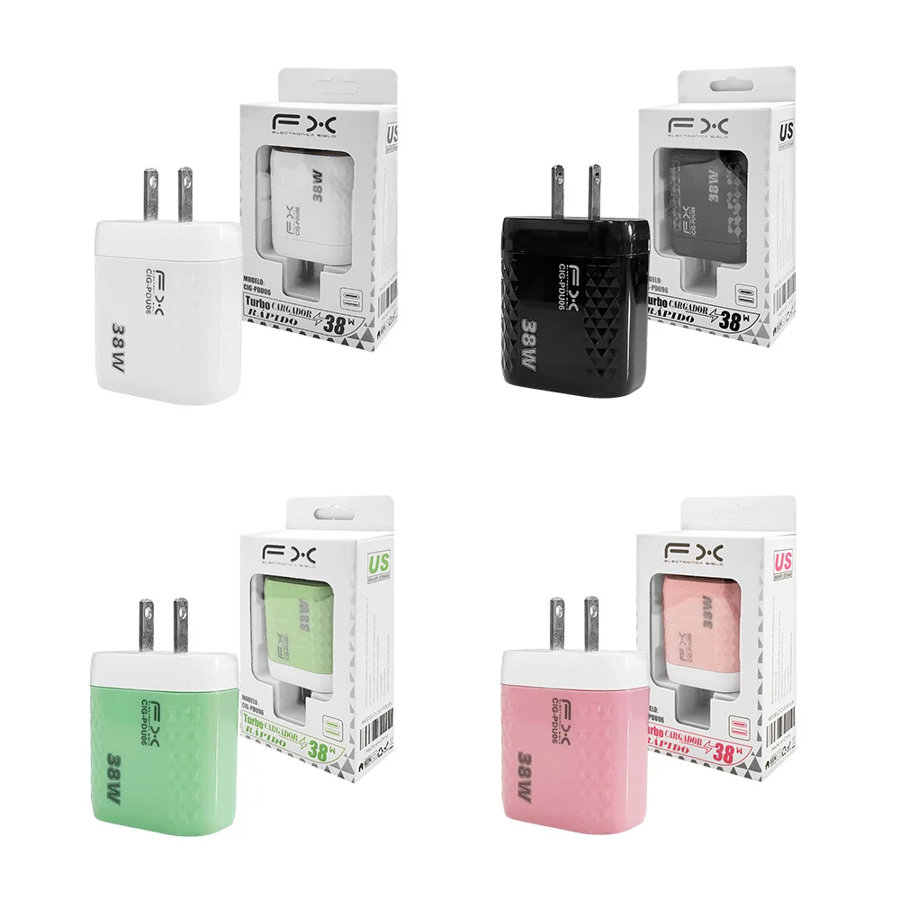 Cubo cargador fx, carga turbo 38w con puerto usb y usb-c, variedad de…
