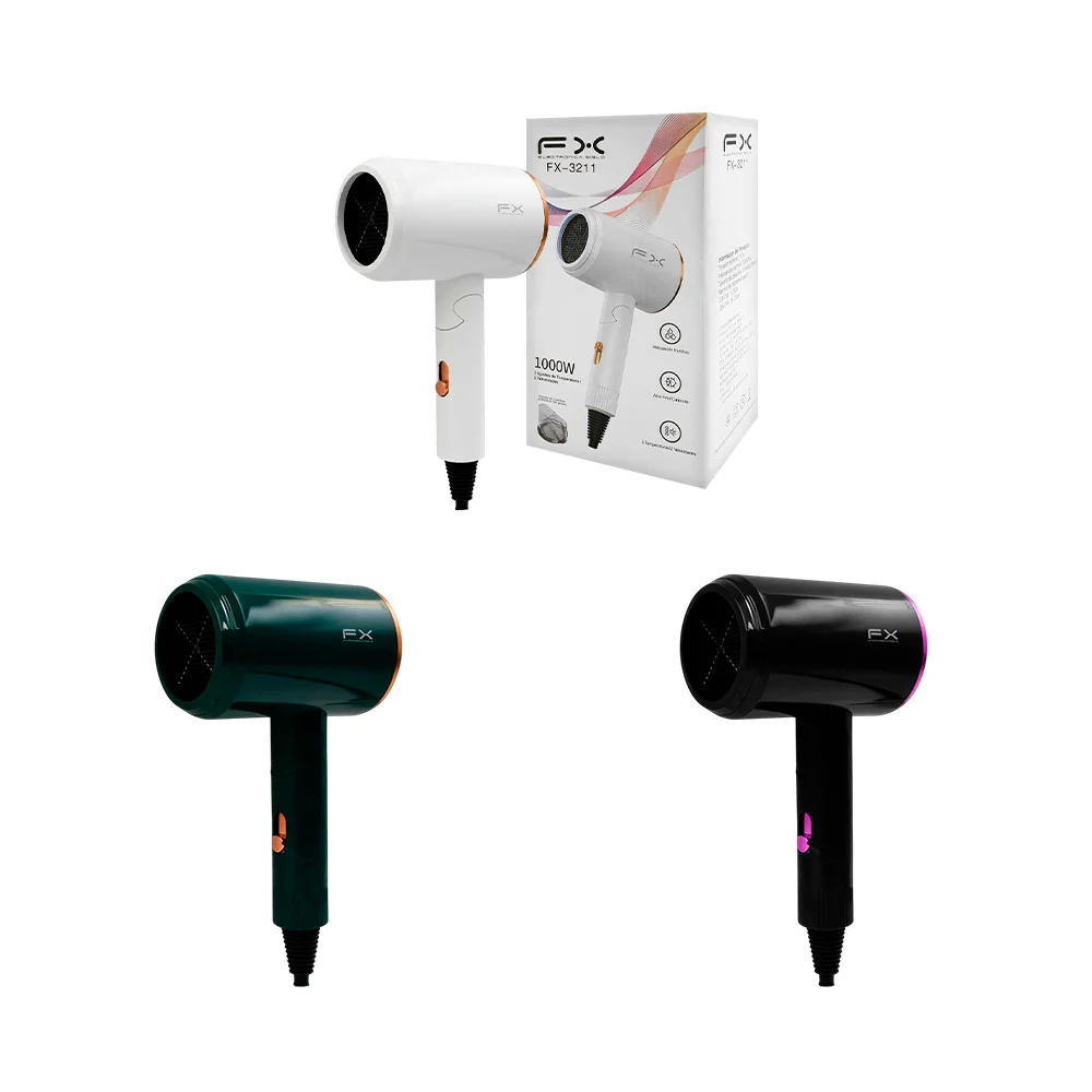 Secador fx portátil con 1000w de potencia, 3 temperaturas y 2 velocid…