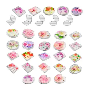 Espejo de bolsillo con estampado de flores, variedad de formas y mode…