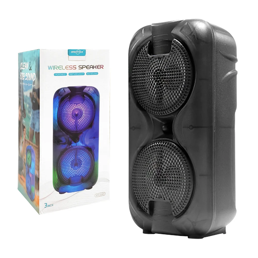 Bocina inalámbrica de 3inx2, portátil, puerto usb, tf y radio + luz r…
