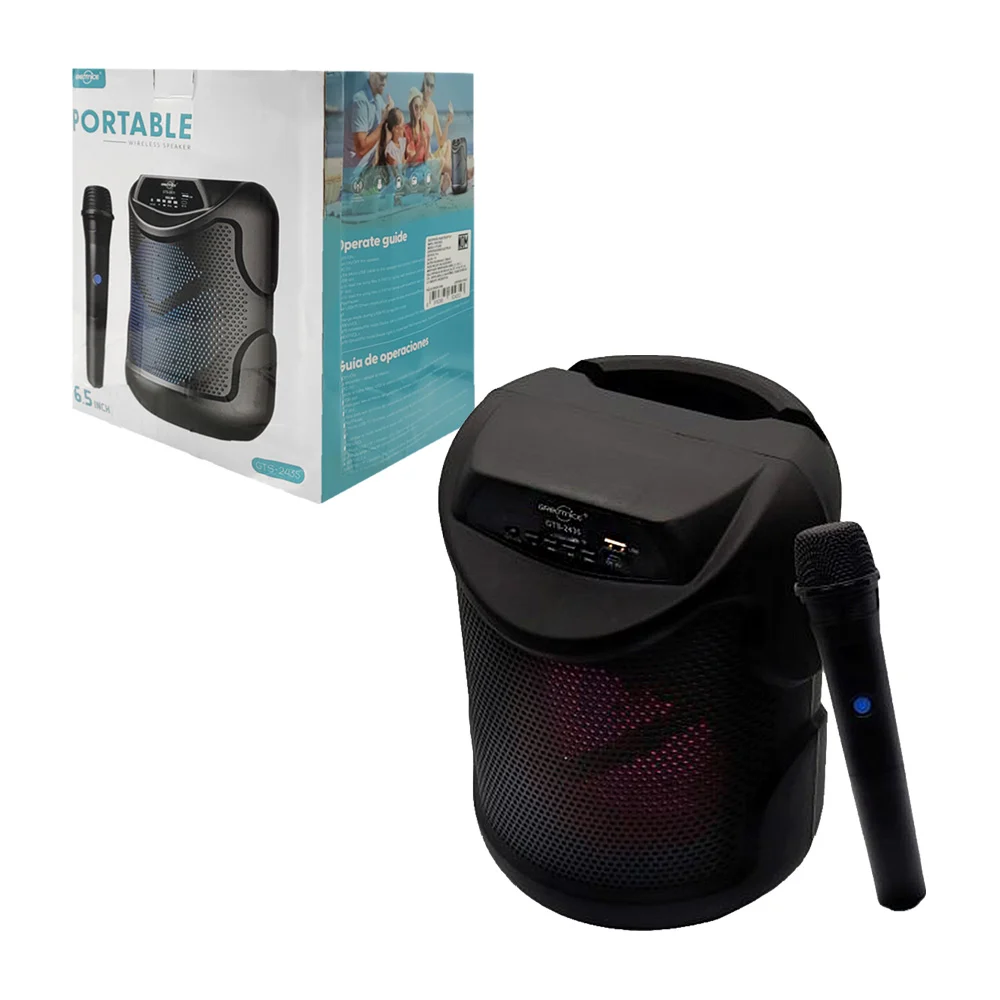 Bocina portable con micrófono inalámbrico con luz rgb, 6.5 pulgadas, …