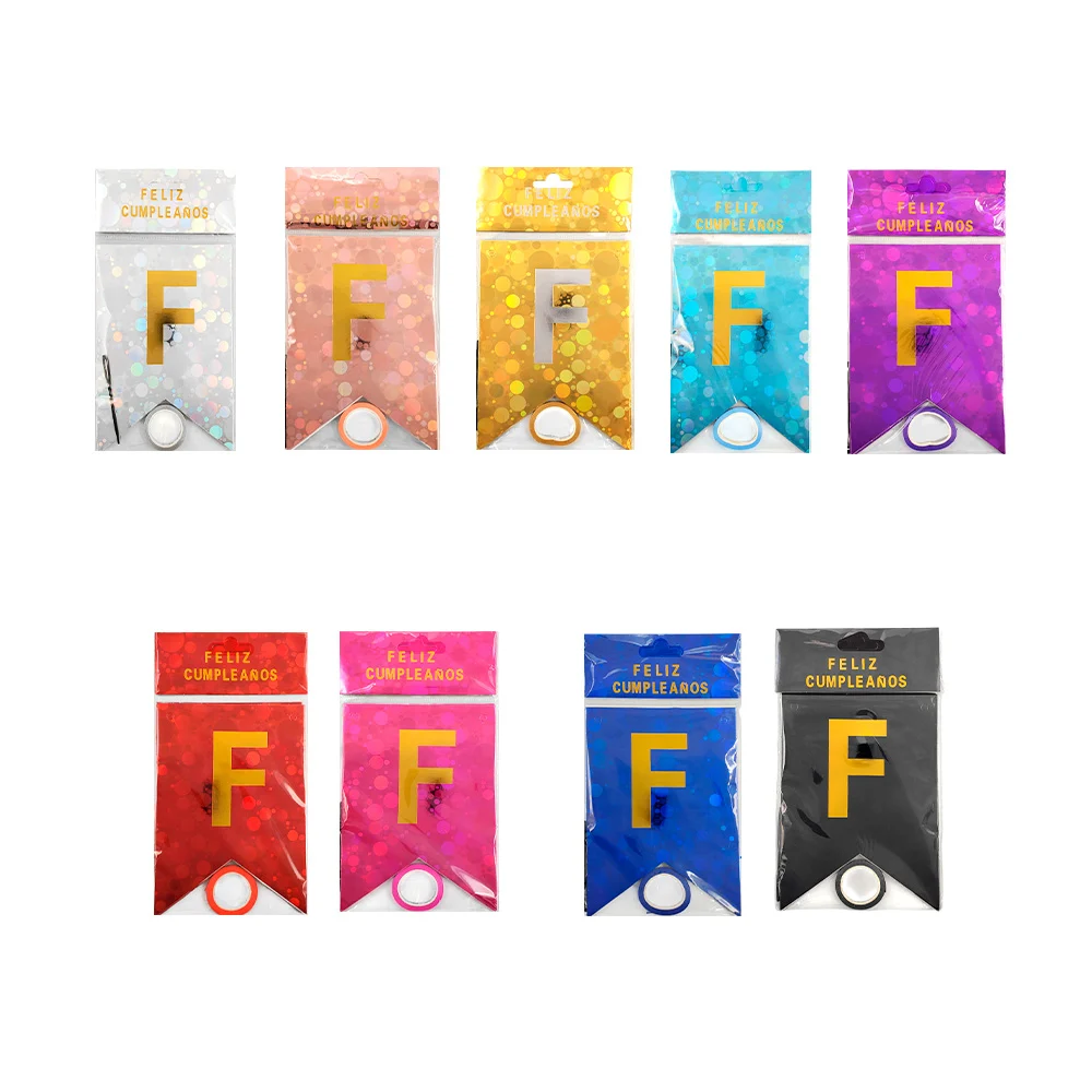 Banner tipo banderín de feliz cumpleaños holográfico de bolitas / ht-…