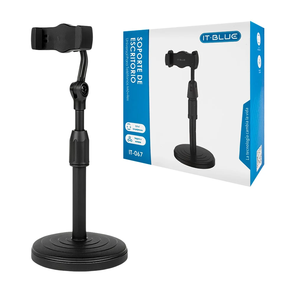 Soporte de plástico con base para escritorio, ajustable al celular