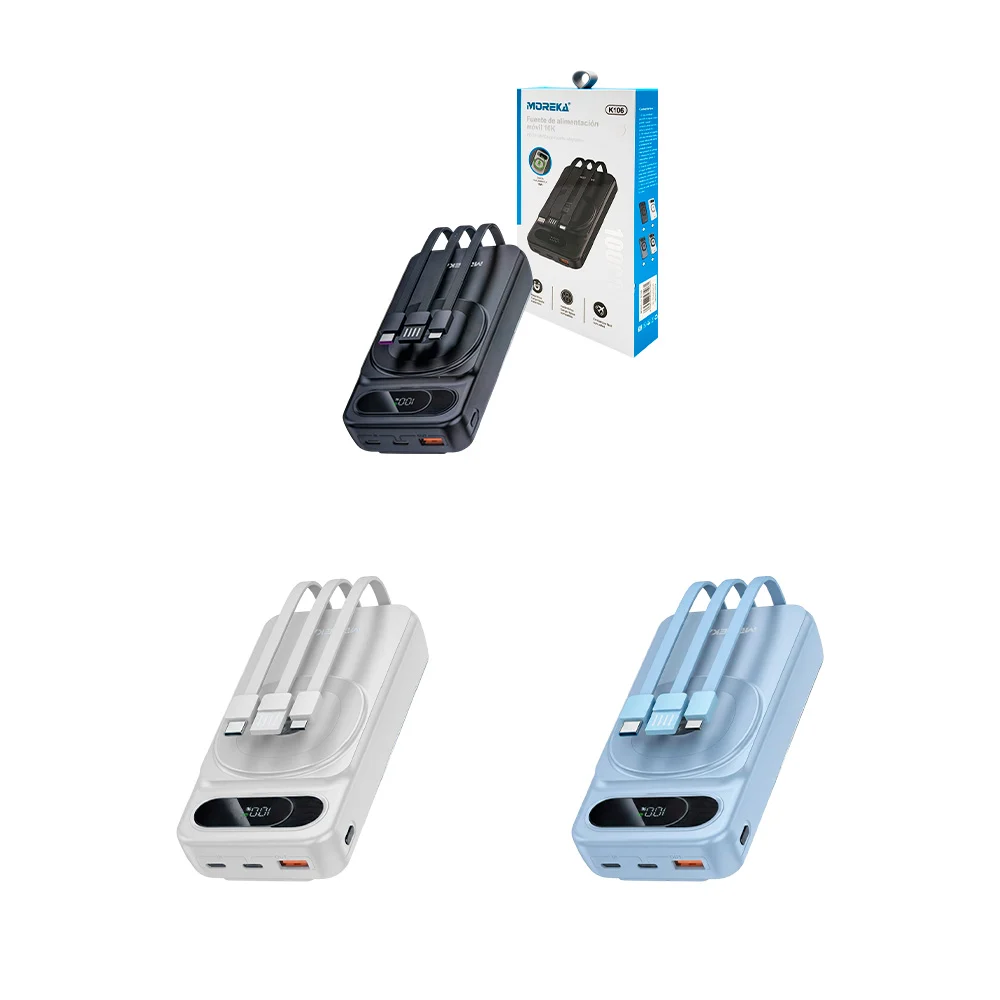 Power bank moreka de 15w con pantalla lcd, carga magnética, múltiples…