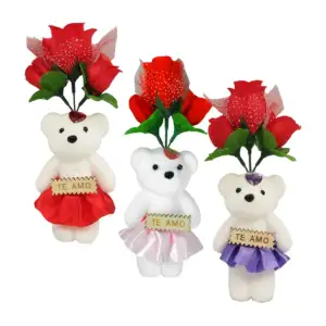 Adorno decorativo osito con falda y flores, variedad de colores / xq-…