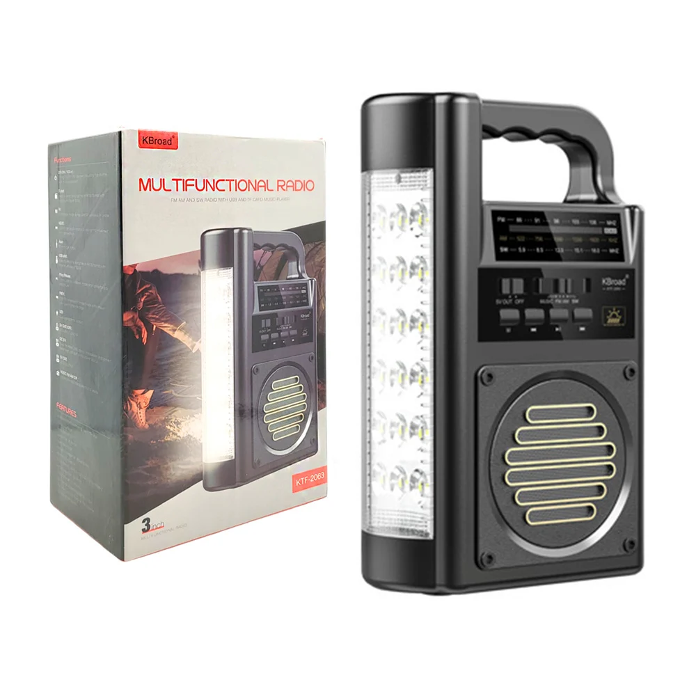 Radio bocina multifuncional, portátil con puerto usb, tf, panel solar…