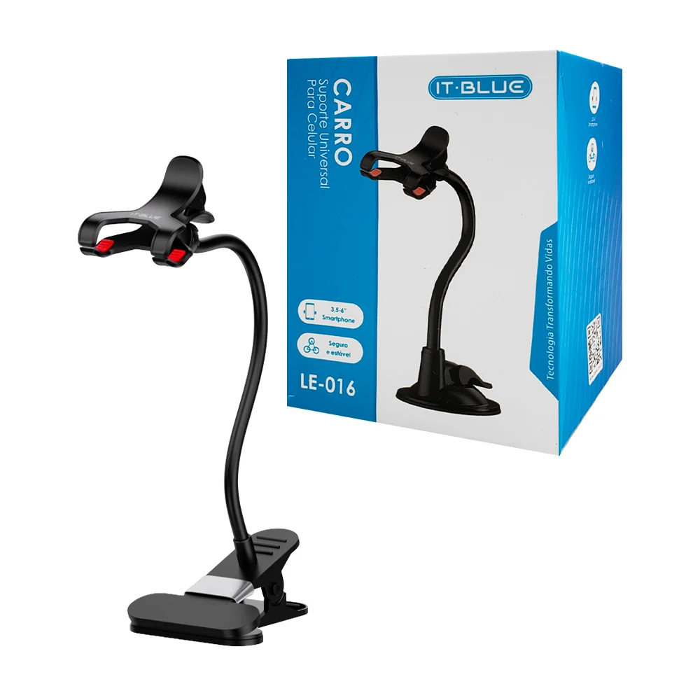 Soporte universal para celular, con brazo flexible y ventosa adherente