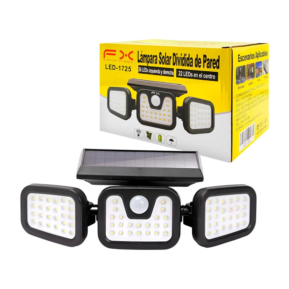 Lámpara solar fx con 3 paneles de led, multifuncional de uso rudo / l…