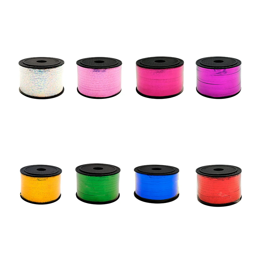 1pza Rollo de listón curling en tono metálico holográfico, variedad d…