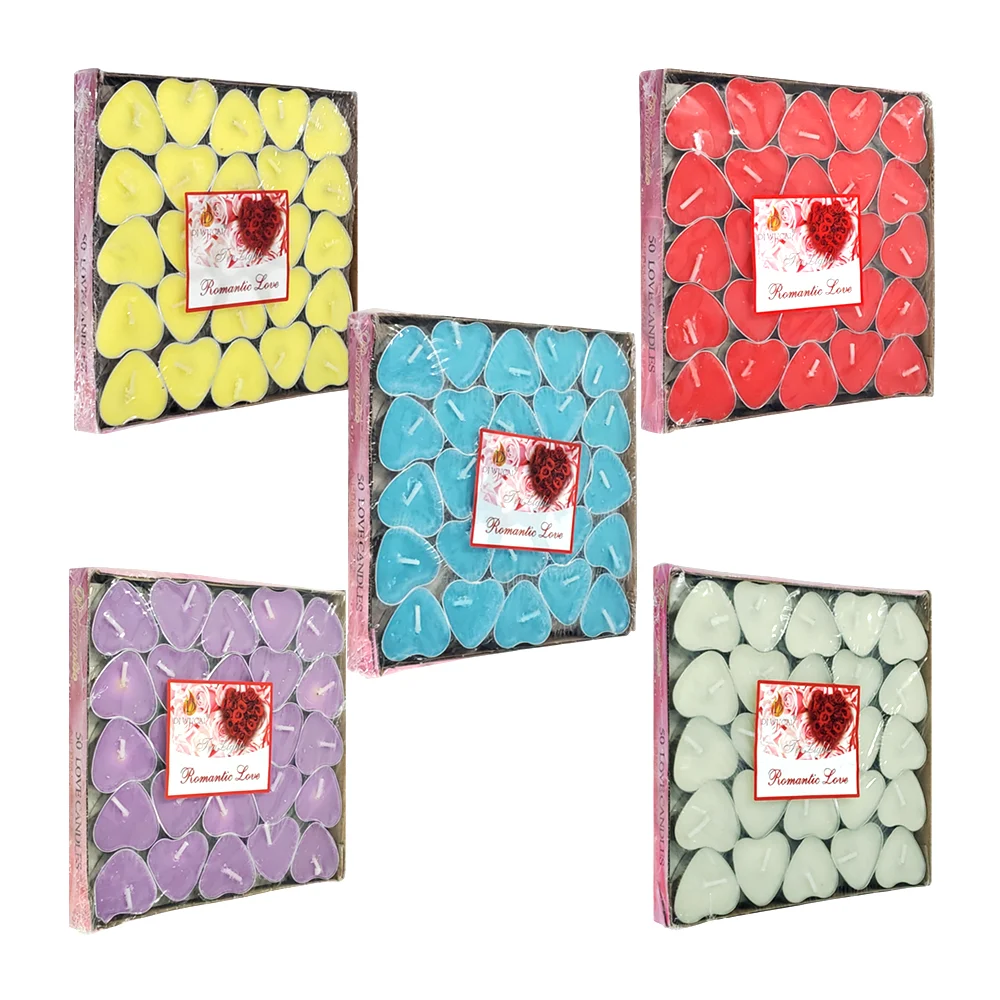 Paquete con 50 mini velas en forma de corazón, varios colores / roman…