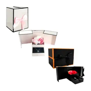 Caja de regalo alhajero con decoración de rosas eternas artificiales …