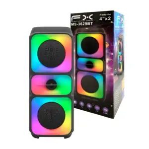 Bocina fx inalámbrica, portátil, 4inx2, puerto usb, tf y radio + luz …