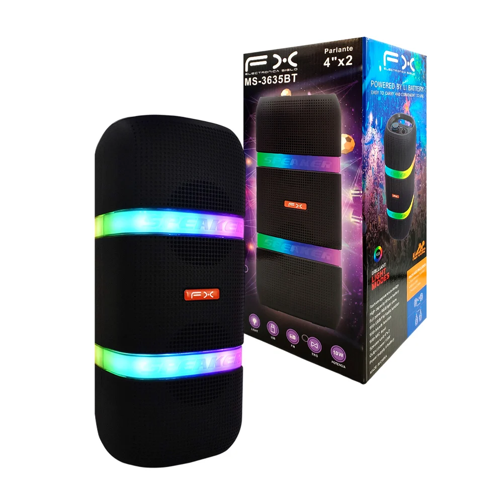 Bocina inalámbrica fx de 4inx2, puerto usb, tf y radio, potencia 10w …