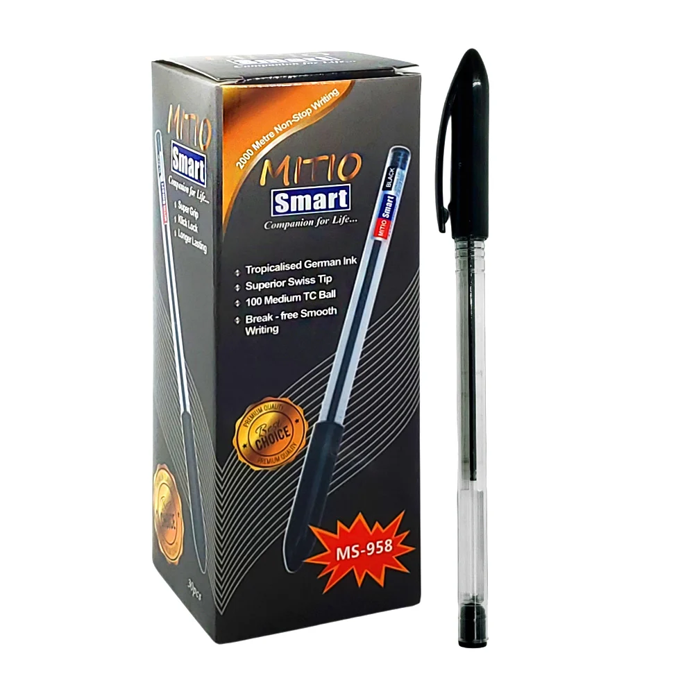 Paquete con 30 plumas - boligrafos en color negro / mitio smart / ms-…