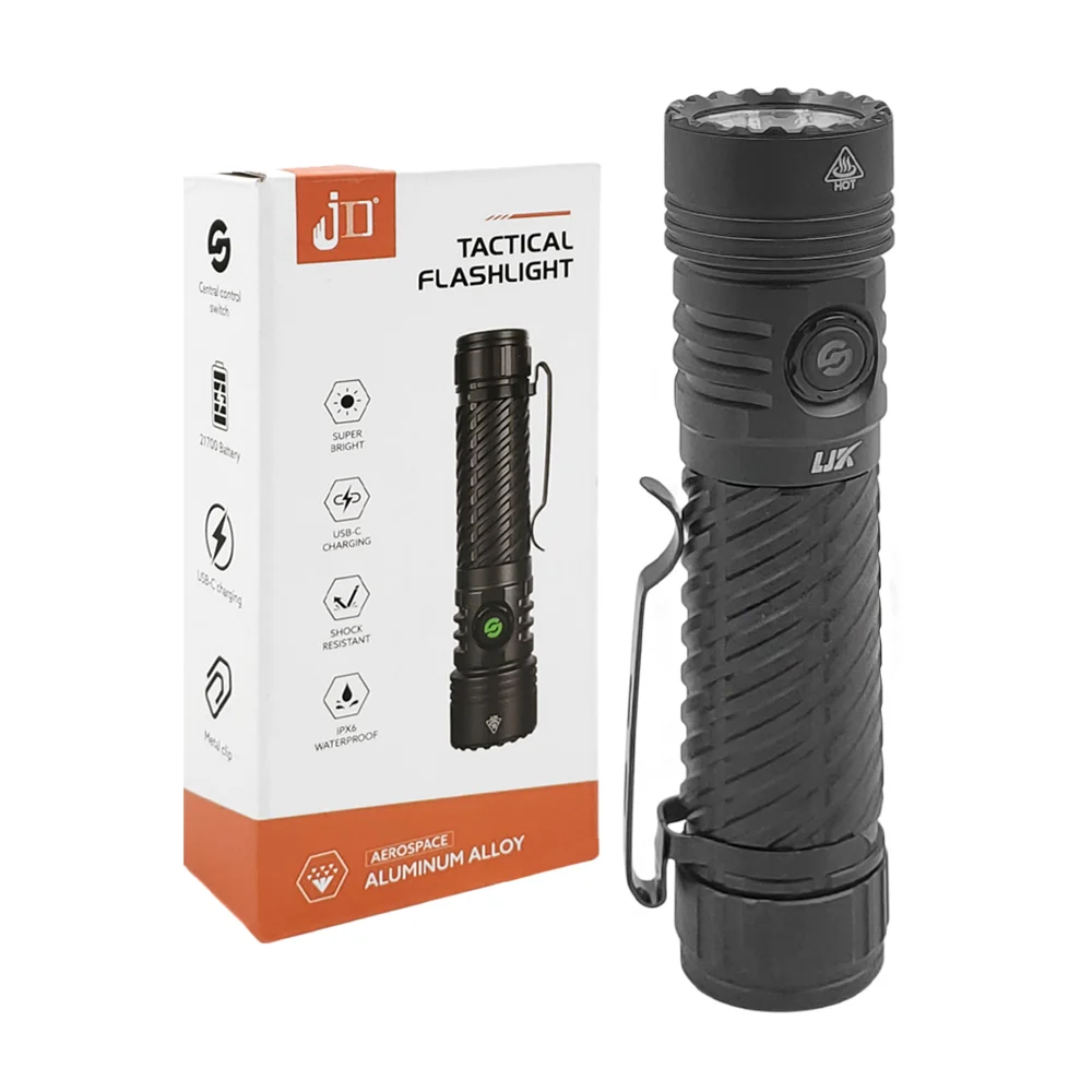 Linterna recargable multiusos con 5 modos de iluminación + clip, 13.5…