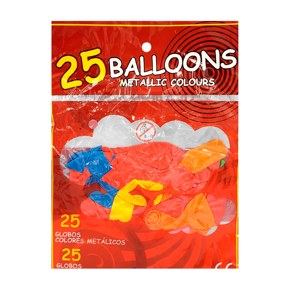 Paquete con 25 mini globos de látex en tonos metálicos / metallic col…