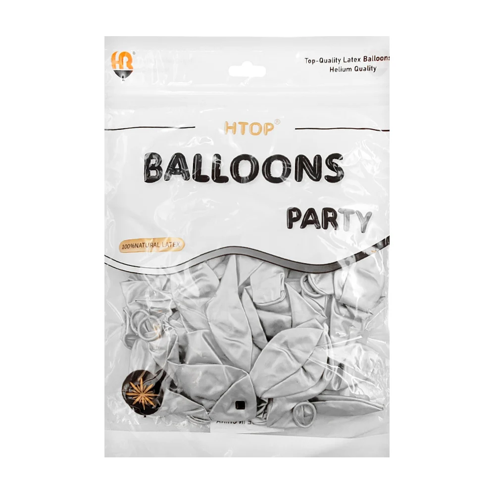 Paquete con 50 globos de látex en color plata / balloons party / htop…