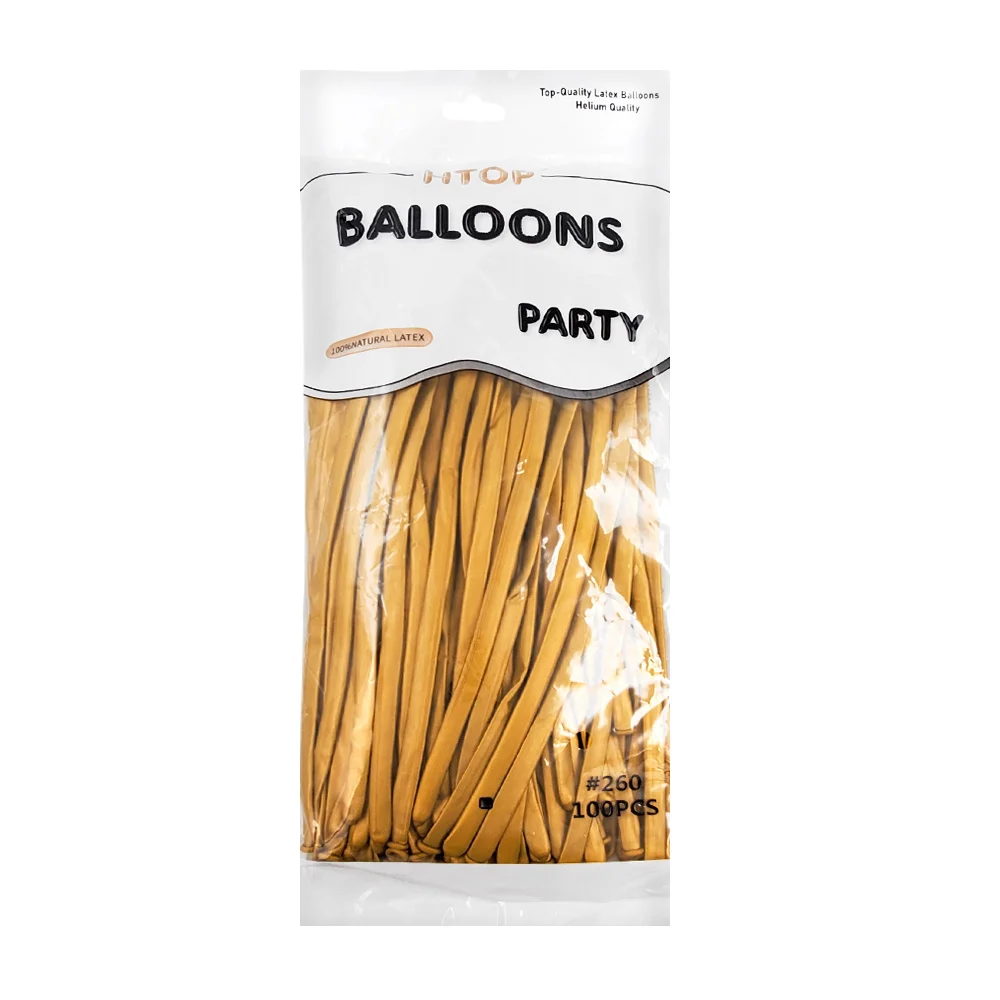 Paquete con 100 globos #260 gusano-salchicha en color dorado / balloo…