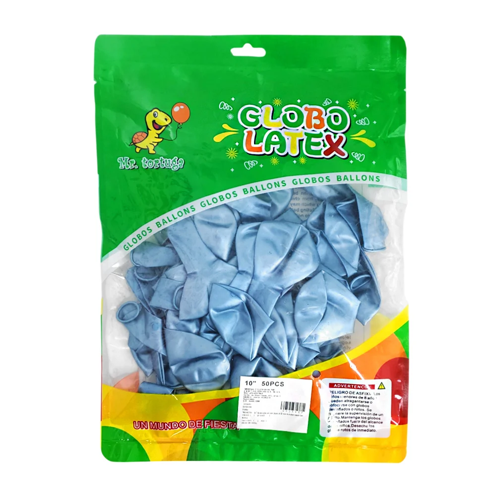 Paquete con 50 globos de látex, 10 pulgadas, azul claro metálico / mr…