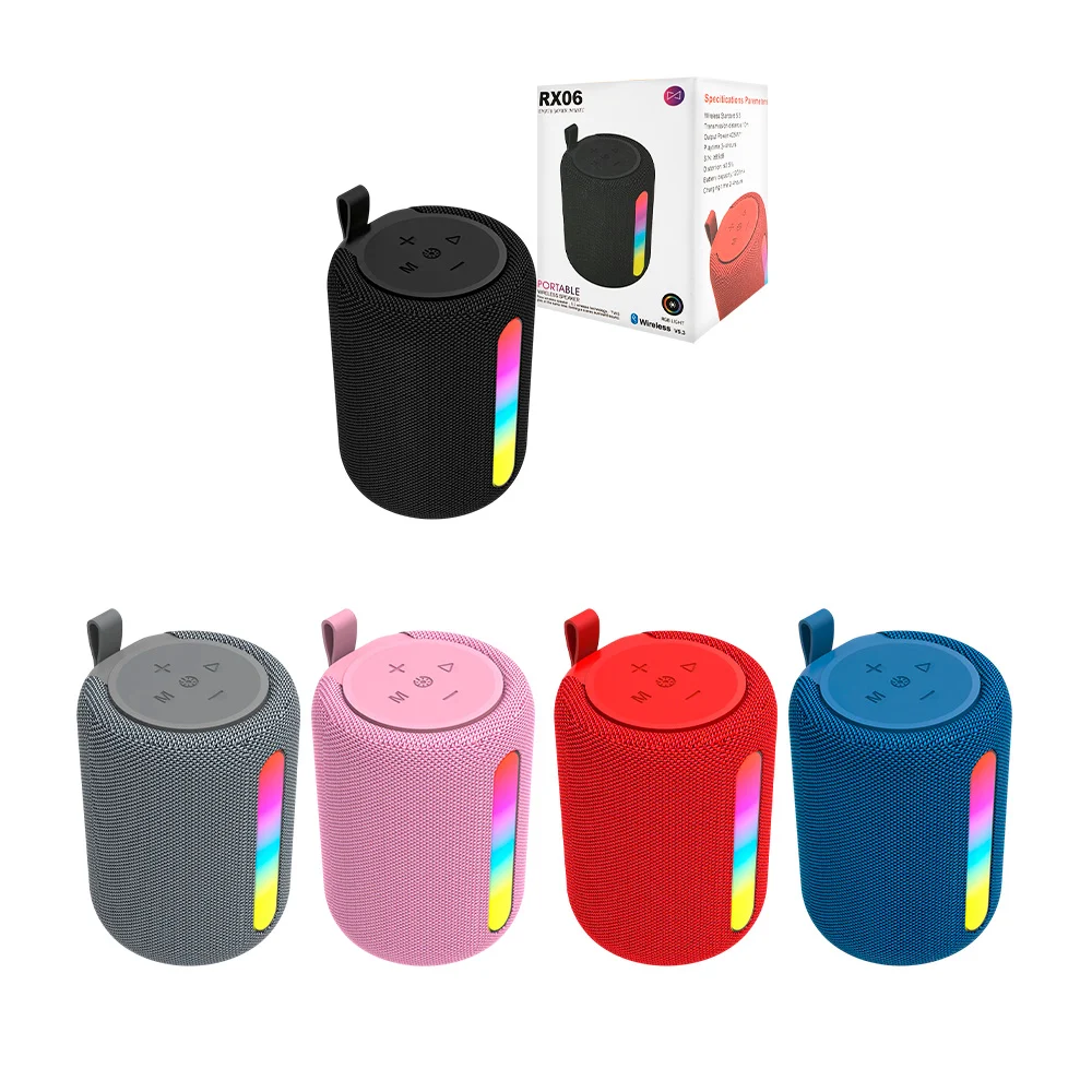 Bocina cilíndrica rgb con mini correa y ranuras, variedad de colores