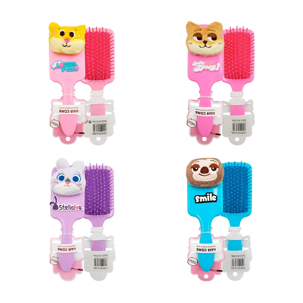 Cepillo rectangular de plástico con decoración de peluche y frase, va…