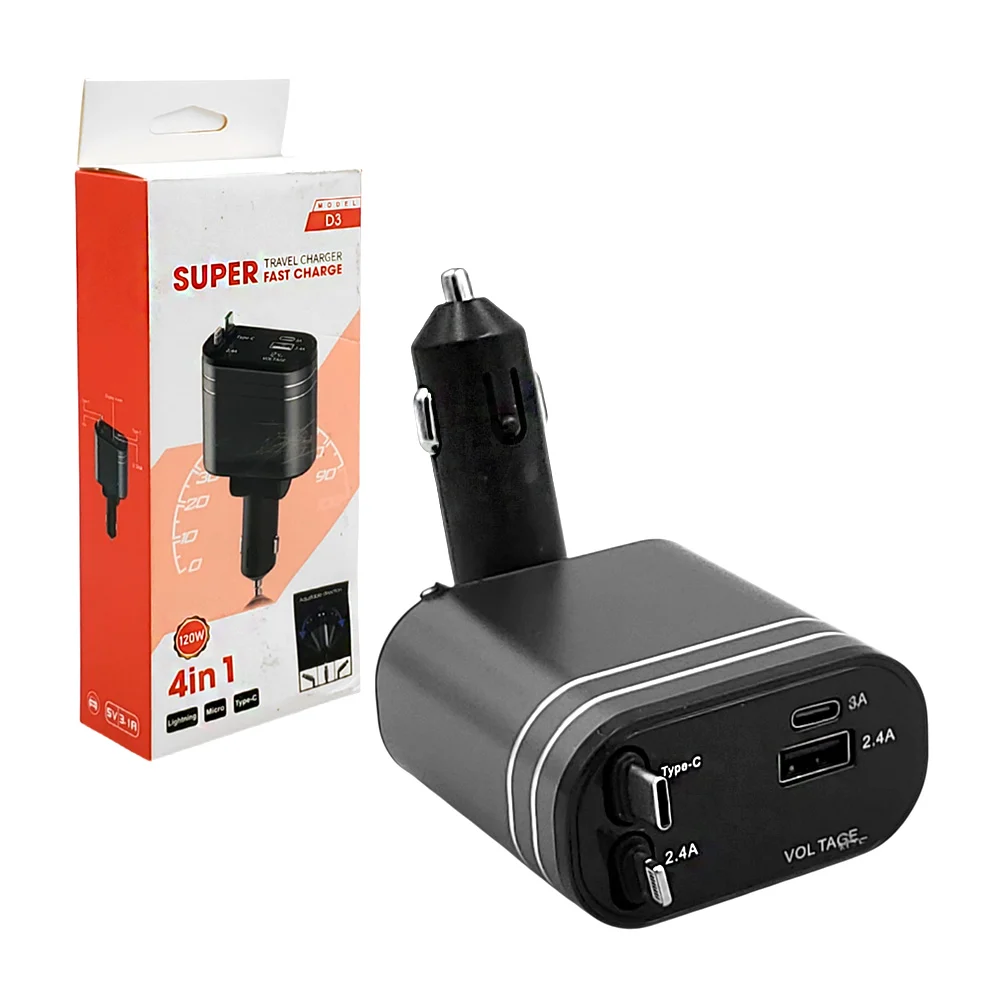 Plug cargador 4 en 1, carga súper rápida, tipo c, lightning, usb-a, g…
