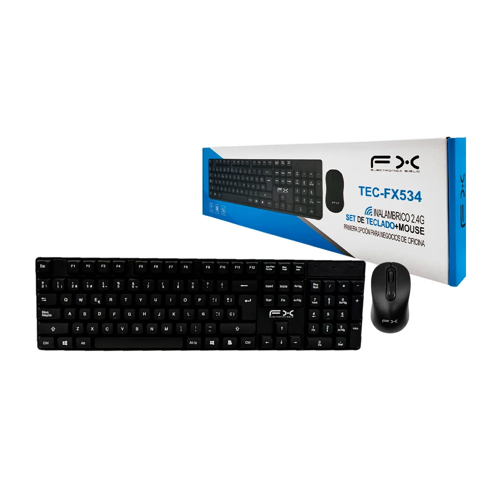 Combo teclado y mouse fx inalámbrico, sistema silencioso, resistente …