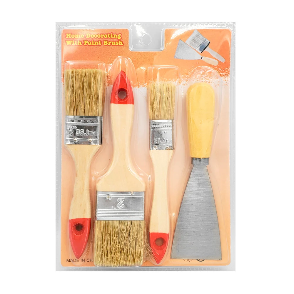 Blítes de 4 herramientas para pintar, 3 brochas y una espátula, mango…