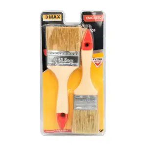Blíster 2 brochas para pintar, cerdas resistentes, mango de madera, 2…