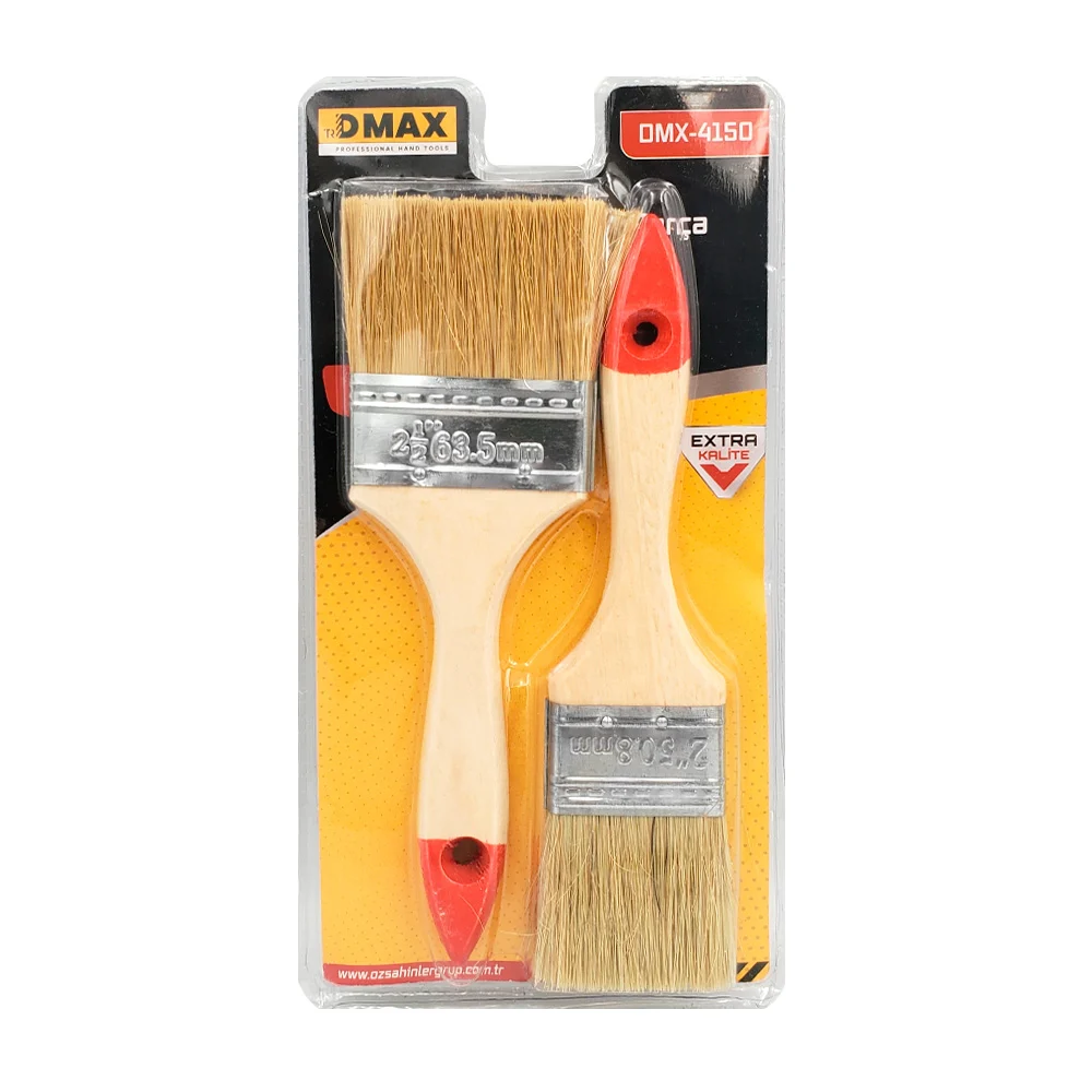 Blíster 2 brochas para pintar, cerdas resistentes, mango de madera, 2…