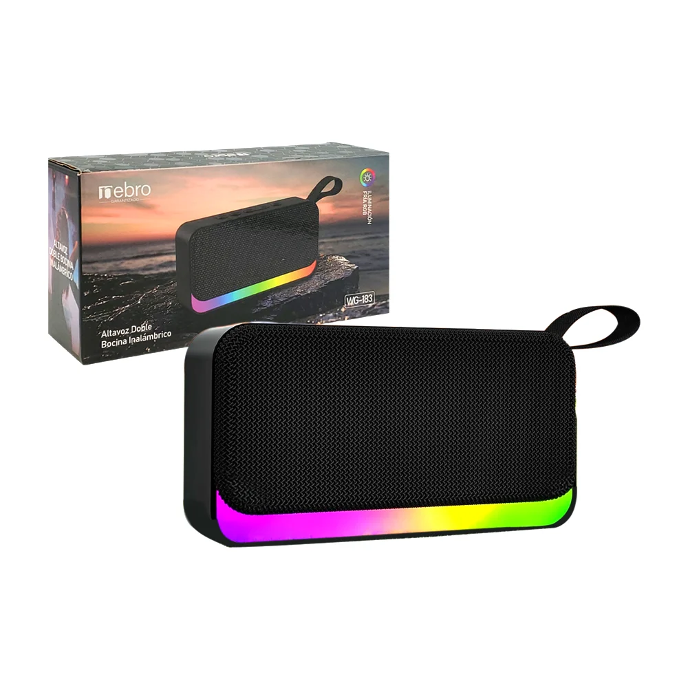 Bocina nebro rectangular, doble altavoz inalámbrica, sonido 360 + luz…