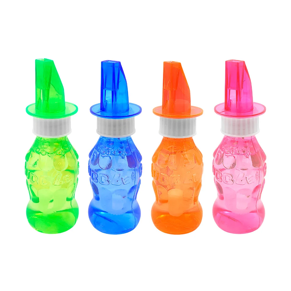 Frasco en forma de refresco con silbato y jabón para hacer burbujas, …