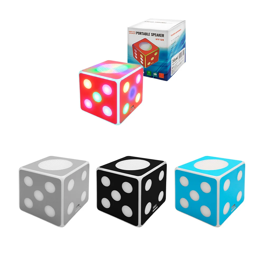Bocina pequeña en forma de dado, 6cm, recargable, usb y tf + luz rgb,…