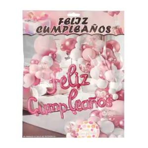 Kit decorativo de 85 pz, en tonos rosas y blanco + globos feliz cumpl…