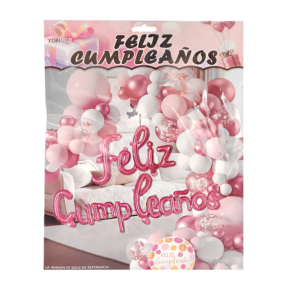 Kit decorativo de 85 pz, en tonos rosas y blanco + globos feliz cumpl…