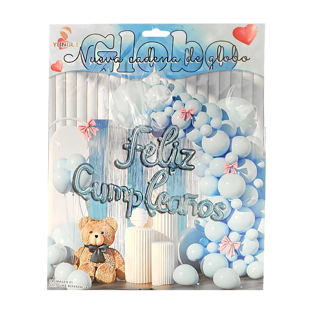 Set decorativo feliz cumpleaños en tono azul cielo + cortina bicolor,…