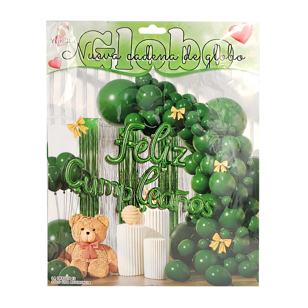 Kit de globos decorativos en color verde oscuro, feliz cumpleaños + c…