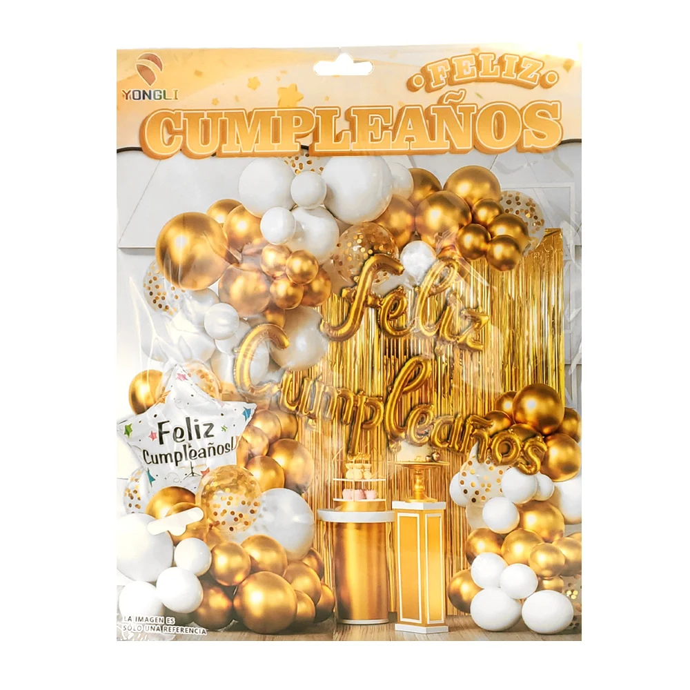 Kit decorativo feliz cumpleaños con 58 pcs, globos dorados y blancos …