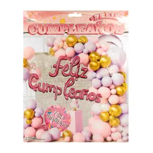 Kit decorativo de 58 pz, tono rosas y morados + globo feliz cumpleaño…