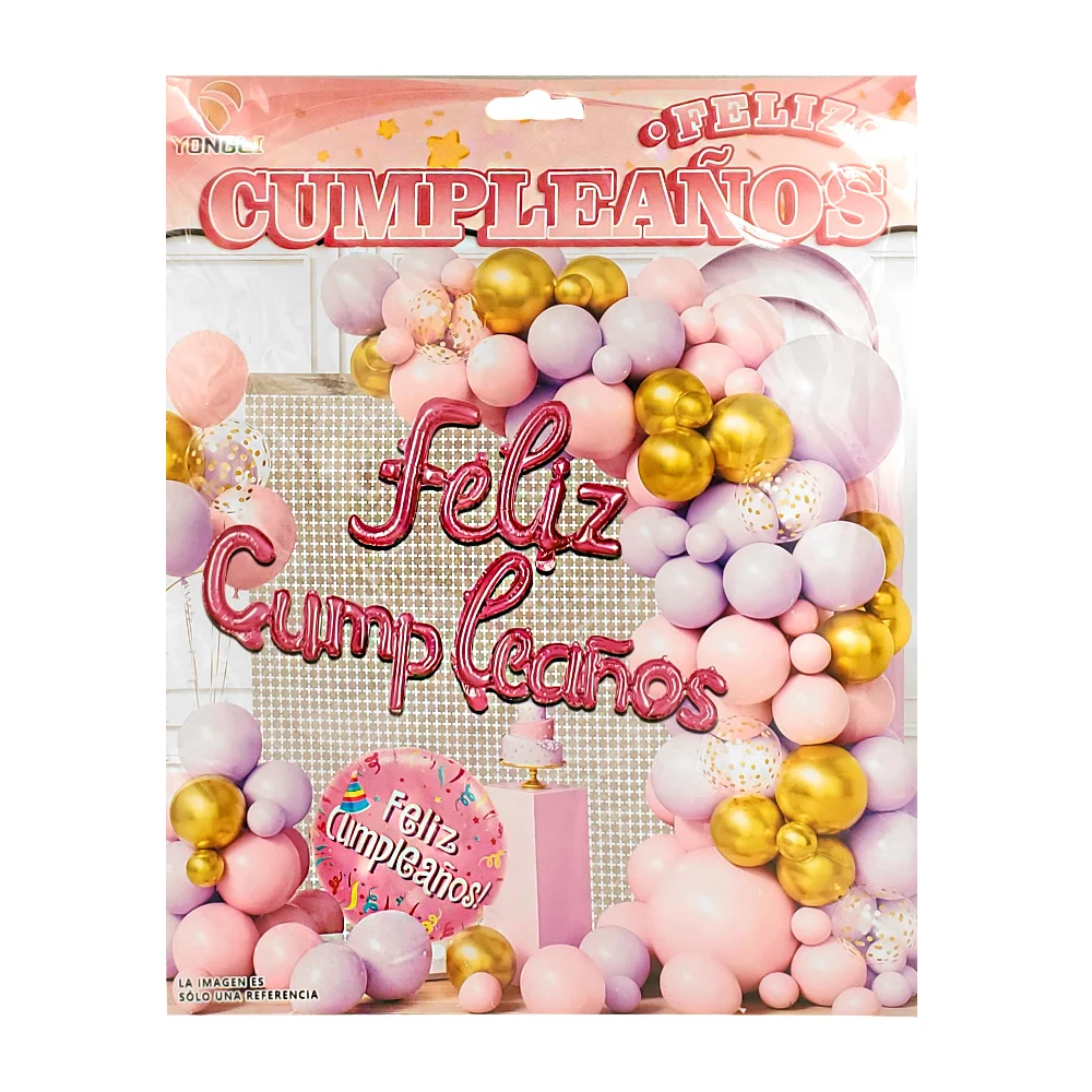 Kit decorativo de 58 pz, tono rosas y morados + globo feliz cumpleaño…