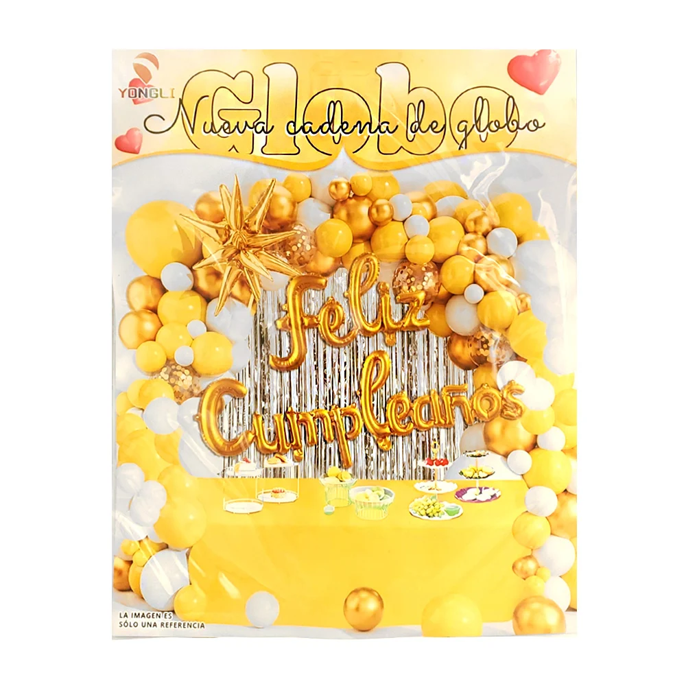 Kit decorativo de 55 pz, tonos amarillo, dorado, blanco y globo feliz…