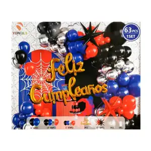 Set decorativo feliz cumpleaños, 63pz, globos azules, rojos, negros y…
