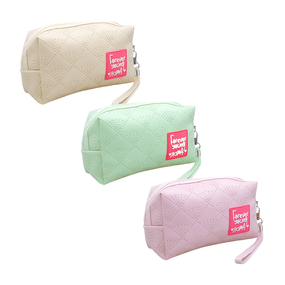 Bolsa cosmetiquera con relieve en forma de abanico, parche forever yo…