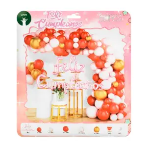 Paquete con 60 globos, rosas, rojos, dorados, y globo feliz cumpleaño…