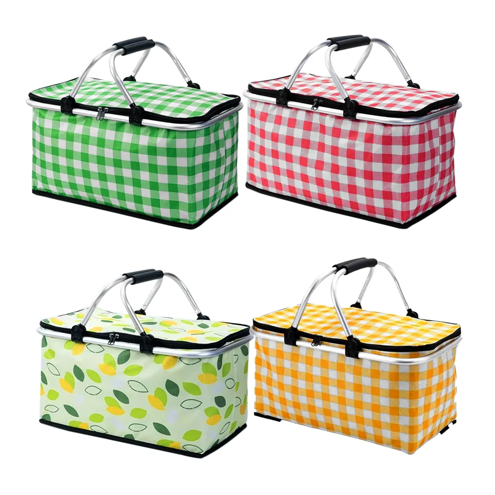 Cesta canasta térmica con diseño de cuadros multicolor 40x20x23cm, va…