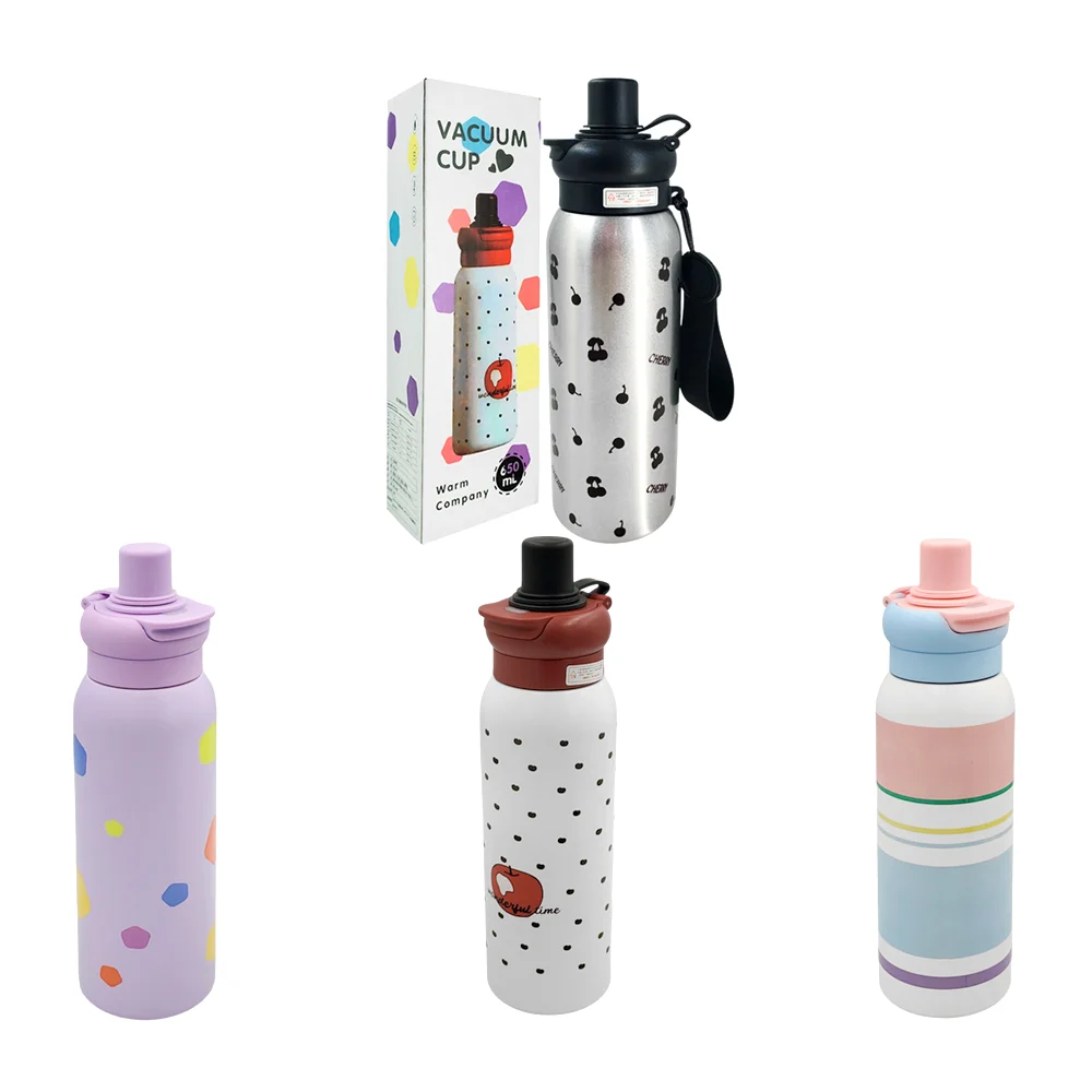 Vaso termo de 650ml con doble boquilla, variedad de diseños