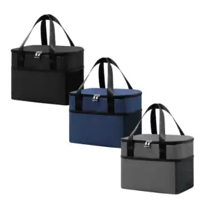 Lonchera térmica cuadrada con 2 compartimientos y bolsas laterales